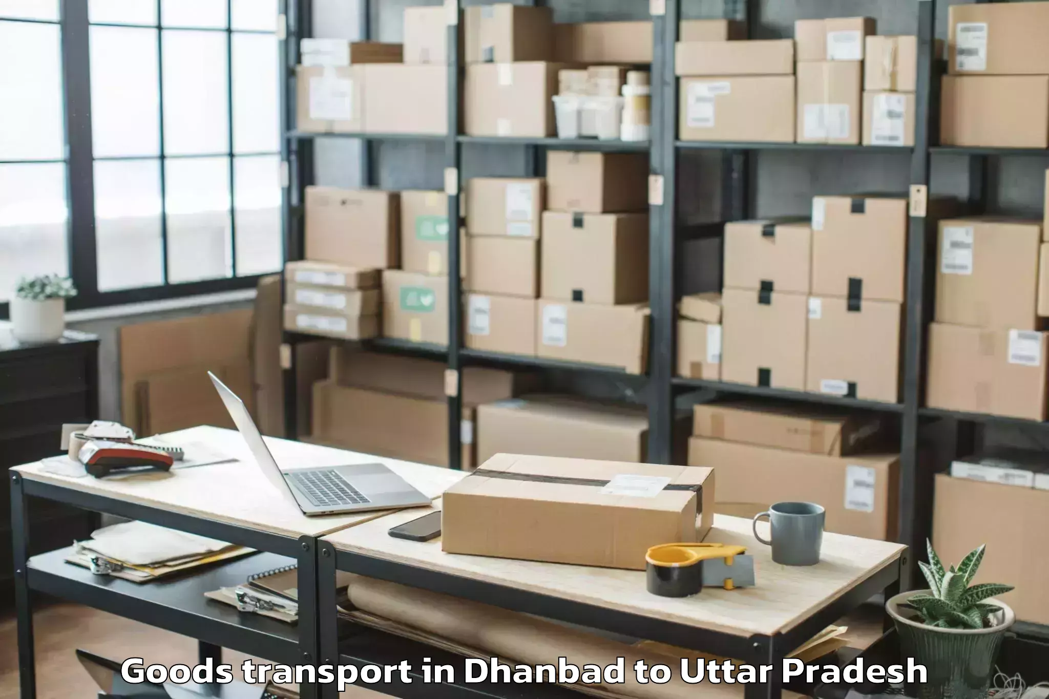 Easy Dhanbad to Nighasan Goods Transport Booking